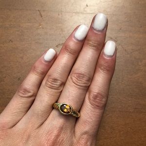 David Yurman 18k Yellow Gold Oval Citrine Ring